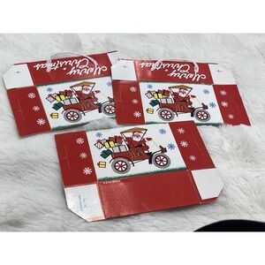 Christmas candy box vintage Santa reindeer Red Car Snowflake  unused